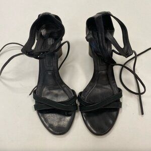 Veronique Branquinho Black Leather Heels with wooden heel